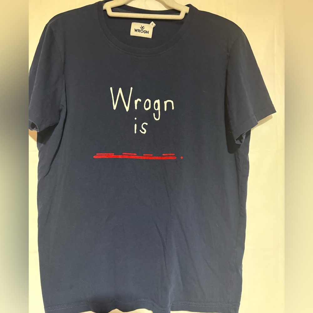 Men's Wrogn Slim Fit Navy White T-shirt Size Large